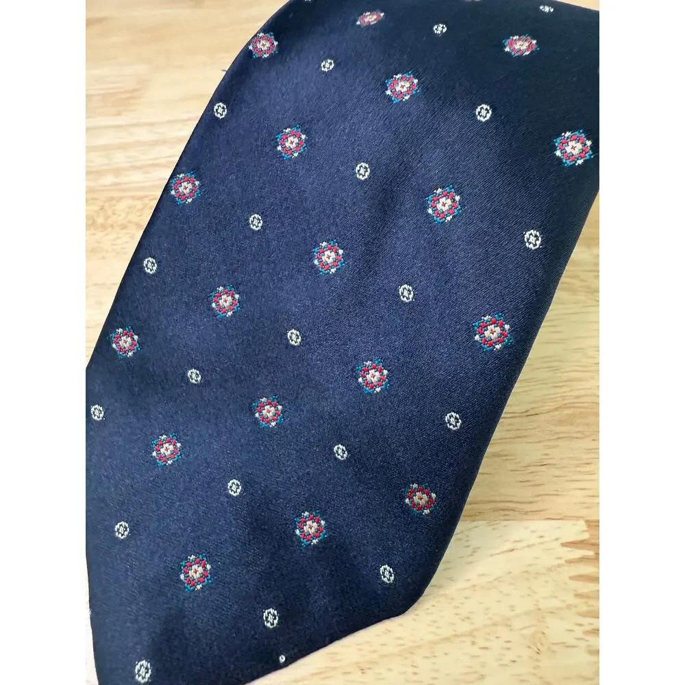 Gian Paolo Italy Men's Neck Tie Navy Blue Red Geometric